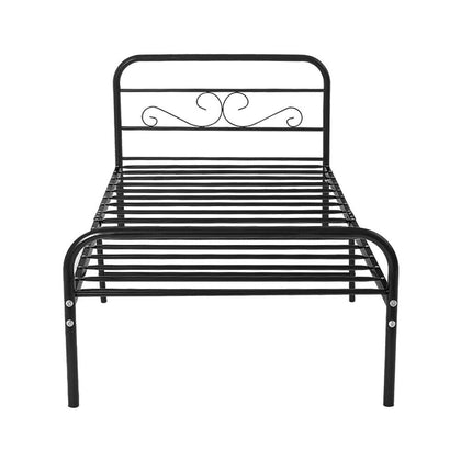 Austin Metal Bed Frame 3ft Single Size Solid Bedstead Base Headboard Black