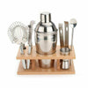 14pc Professional Stainless Steel Cocktail Maker Set Cocktail Shaker Wooden Rack