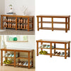 3Tier Natural Wooden Shoe Rack Bench Organiser Stand Storage Shelf Seat Entryway