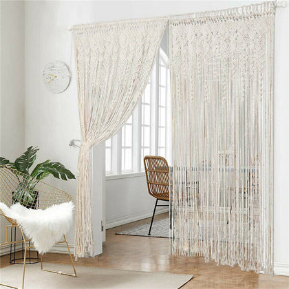 Large Boho Woven Macrame Curtains Handmade Bohemian Decor Wedding Arch Bedroom