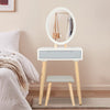 White Dressing Table Stool Set Makeup Vanity Unit LED Lighted Mirror w/Drawers