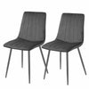 2X Grey Velvet Dining Chairs Metal Legs Office Chairs Dining Room Kitchen Modern