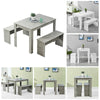 Set of 3 Dining Table + 2 Bench Chair Set Dining Room Kitchen Commercial Wooden