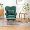 Velvet Upholstered Armchair Wingback Living Room Bedroom Lounge Chair &Footstool