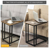 C Shaped Side Table Snack Coffee End Table for Living Room, Slides Up to Sofa