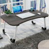 Folding Laptop Bed Tray Table Portable Lap Desk Notebook Breakfast Cup Slot UK