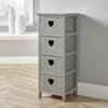 Grey Wooden 4 Drawer Chest Storage Unit Bedroom Organiser Bedside Love Hearts