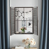 Window Style Garden Wall Mounted Mirror Brown Shutter Window IndoorOutdoor Decor