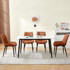 2 X Faux Leather Dining Chairs Metal Legs Thick Cushion Living Room Brown Modern