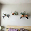 3 Sets Corner Wall Shelves Industrial Style Metal Wood Floating Shelf Storage