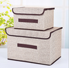 2x Fabric Storage Box Collapsible Cube Wardrobe w/ Lid Organiser Large&Small Set