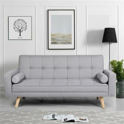 3 Seater Fabirc Sofa Bed Click Clack Living Room Settee Armchair Couches Grey