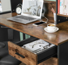 Large Computer Desk Vintage Industrial Shelves Rustic Metal Workstation Table