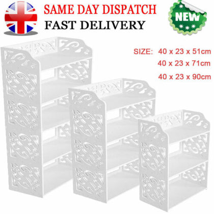 3/4/5 Tier White Shoe Rack Stand Storage Organiser Unit Shelf For Home Room