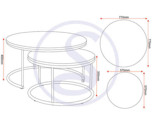 Athens Round Coffee Table Set Concrete Effect and Black
