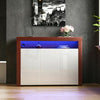 Nova LED Sideboard 3 Door Storage Cupboard High Gloss Cabinet Shelf Walnut White
