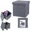 Folding Ottoman Storage Box For Bedroom, Living Room.Footstool Chest Grey Black