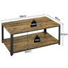 Coffee Table Industrial Livingroom Tea Table with Large Storage Shelf