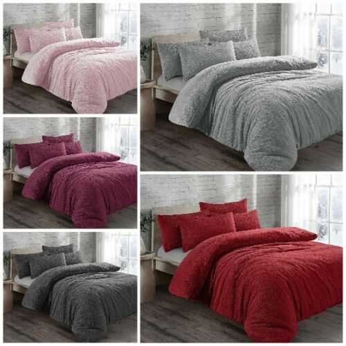 Teddy Bear Fleece Duvet Cover Quilt Soft Cosy Bedding Set & Pillowcases All size