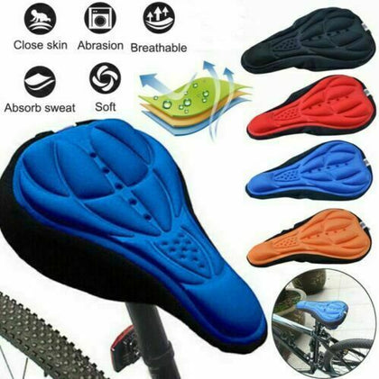 Bike Bicycle Silicone 3D Gel Saddle Seat Cover Pad Padded Soft Cushion Comfort