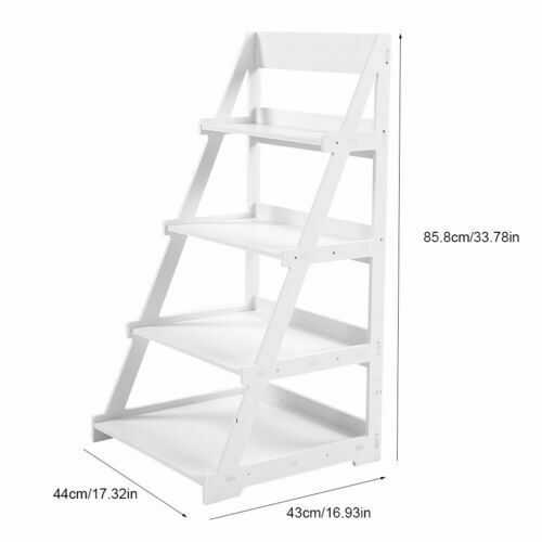 4 Tier Ladder Shelf Book Plant Shelving Unit Display Stand Home Storage Rack