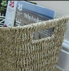 MAGAZINE RACK STYLISH CURVED NEWSPAPER BASKET WITH INSET HANDLES (SEAGRASS)