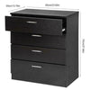 Black Chest of Drawers Bedroom Beside Table 4 Drawers Storage Wooden Cabinet