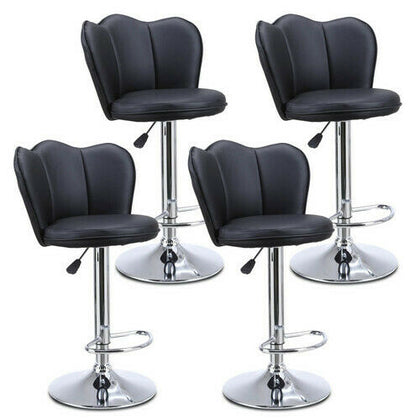 4 x Faux Leather Breakfast Bar Stools Gas Lift Home Kitchen Swivel Chairs Black