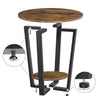 Industrial Bedside Table Round Sofa Side End Table/Nightstand Wood Metal Frame