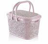 Large 28 Litre Plastic Basket Storage Box Hamper with Lid Carry Handle Container