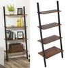 4 Shelves Wood Metal Ladder Shelf Bookshelf Display Shelving Leaning Wall Stand