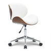 Modern PU Leather Swivel Desk Chair Home Office Seat Classic Wood Veneer Beige