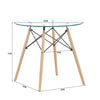 Dining Table Round Clear Glass Table Modern Style Table for Kitchen Dining Room