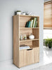 Stylish 2 Door Bookcase Shelf with Adjustable Shelves Storage Cabinet Oak Finish