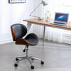 Modern PU Leather Swivel Desk Chair Home Office Seat Classic Wood Veneer Black