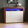 Nova LED Sideboard 3 Door Storage Cupboard High Gloss Cabinet Shelf Walnut White