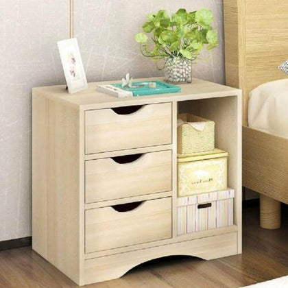 Nightstand Bedside Table with 3 Drawers Cabinet Storage Bedroom Side Table