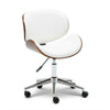 Modern PU Leather Swivel Desk Chair Home Office Seat with Classic Wood Veneer
