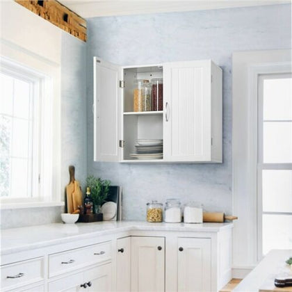 Bathroom Wall Cabinets/Cupboard with Double Door and Adjustable Shelf White