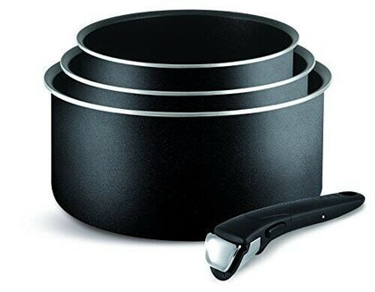 Tefal 4-Piece Ingenio Essential Non-Stick 16,18 & 20cm Saucepan Cookware Set,Blk