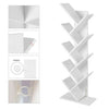 White 9 Tier Tree Bookshelf Standing Bookcase Rack Small Space Home/Office