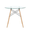 Dining Table Round Clear Glass Table Modern Style Table for Kitchen Dining Room