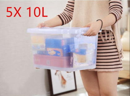 10L Quality Plastic Storage Boxes Clear With Lids Removals House Home Stackable