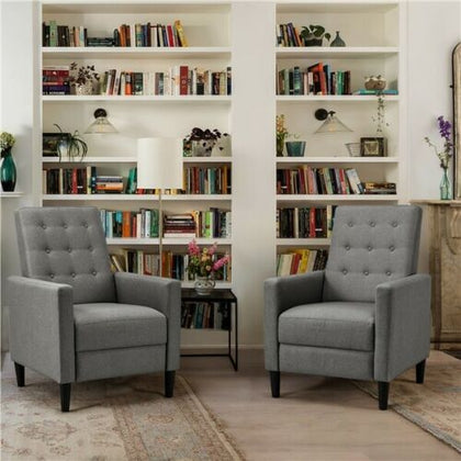 Fabric Reclining Chair Modern Living Room Armchair Couch Sofa Lounge Home Gray