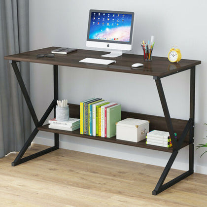 Home Office Computer Desk Study PC Writing Table Workstation 2 Shelf Furniture