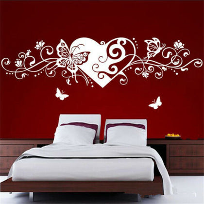 Butterfly Heart Swirl Living Room Bedroom Wall Art Vinyl Decal Sticker V52