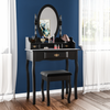 Dressing Table 3 Drawer With Stool Black Bedroom Vanity Makeup Desk