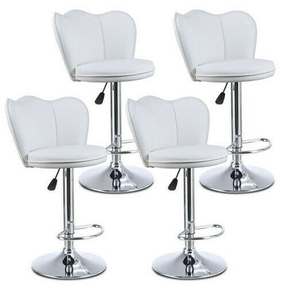 4 x Faux Leather Breakfast Bar Stools Gas Lift Home Kitchen Swivel Chairs White