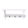 White Storage Floating Shelf 2 Tier Key Letter Tidy Rack & 3 Coat Hanging Hooks