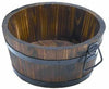 Burnt Wood HalfBarrel Wooden Planter Round Plant Pot Outdoor Garden